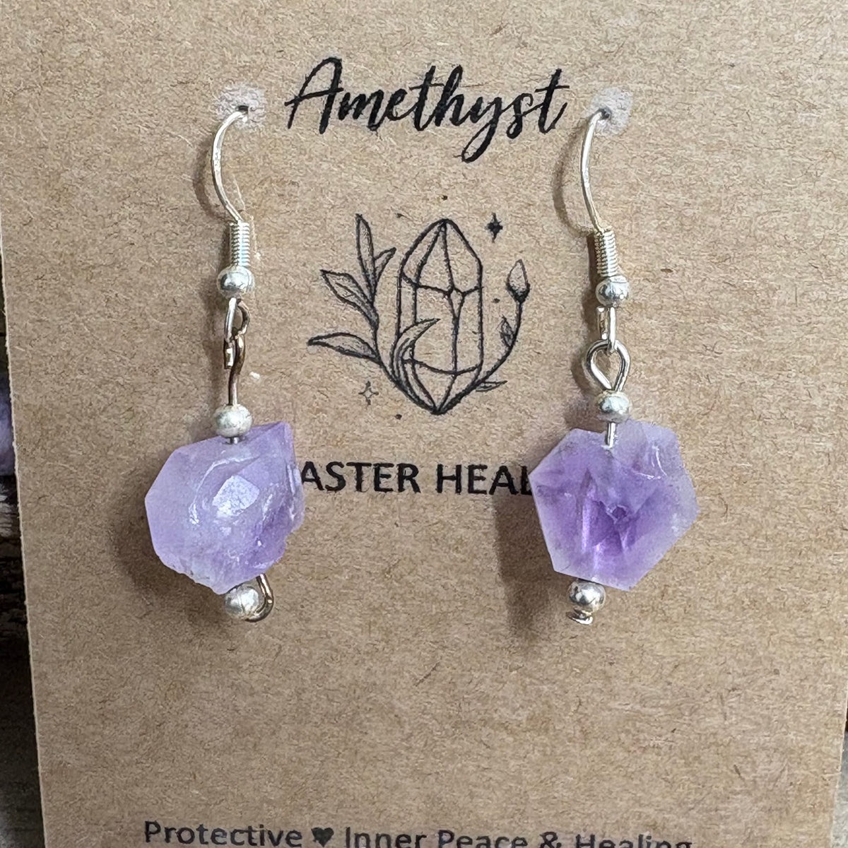 Calm & Comfort  wearable energy - kunzite, lepidolite and elestial amethyst necklace & earring set