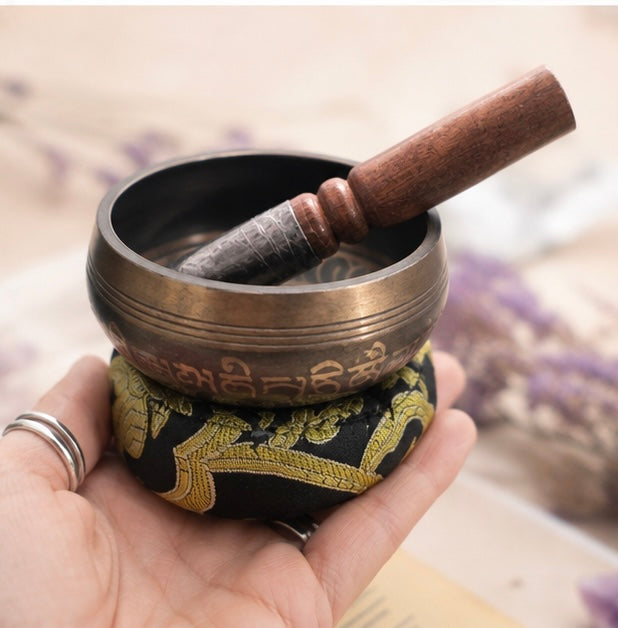 MINI SINGING BOWL SET  - Black and Gold Small Singing Bowl