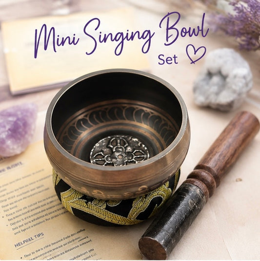 MINI SINGING BOWL SET  - Black and Gold Small Singing Bowl