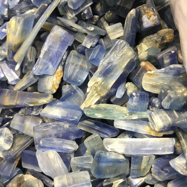 Blue kyanite raw crystal chip vial