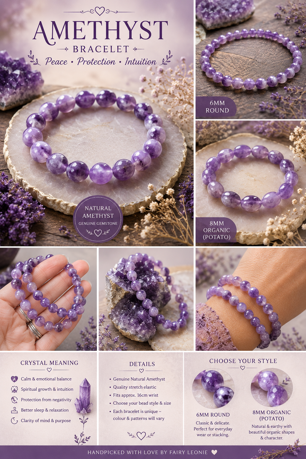 Amethyst Bracelet- Peace-protection - intuition
