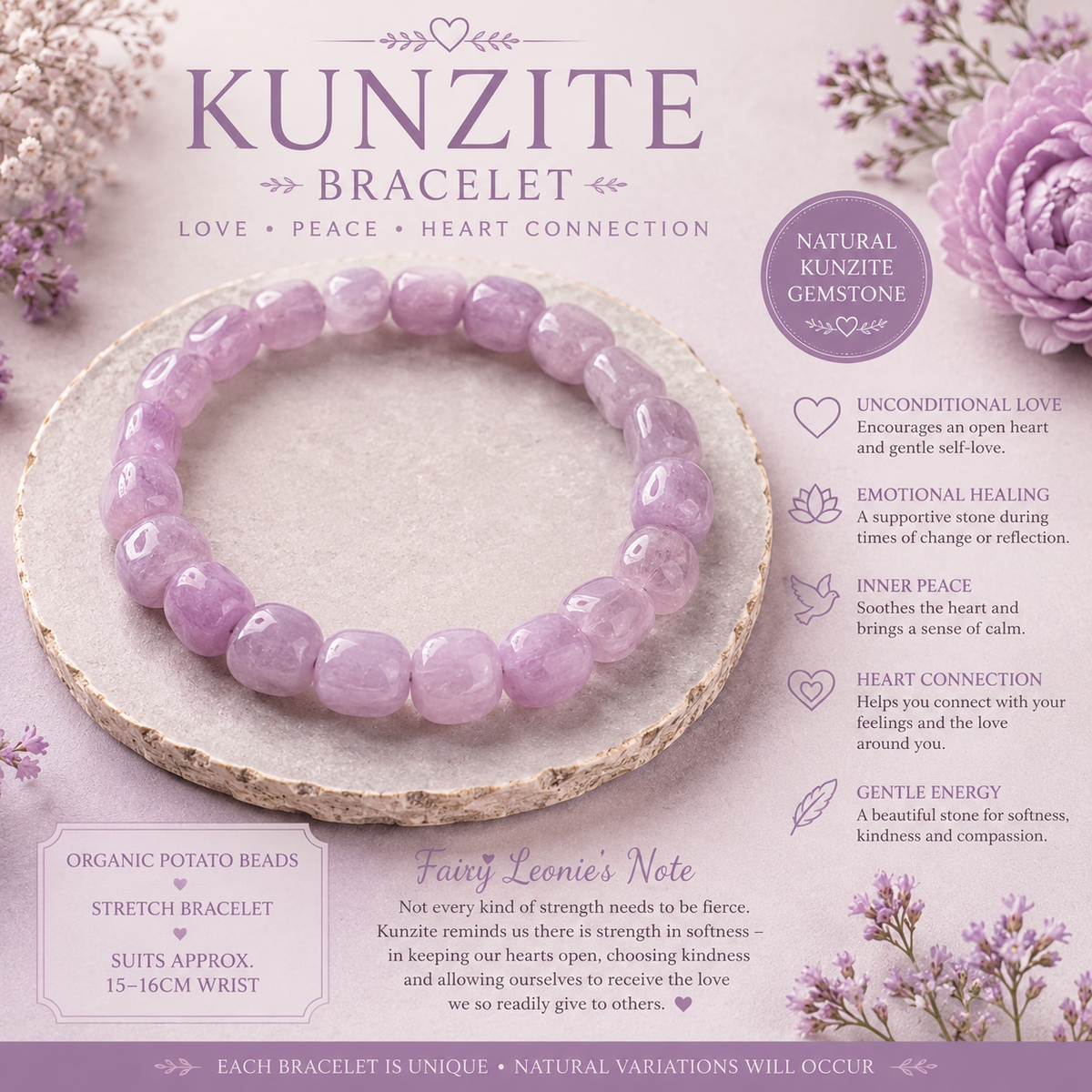Kunzite Bracelet – Love • Peace • Heart Connection