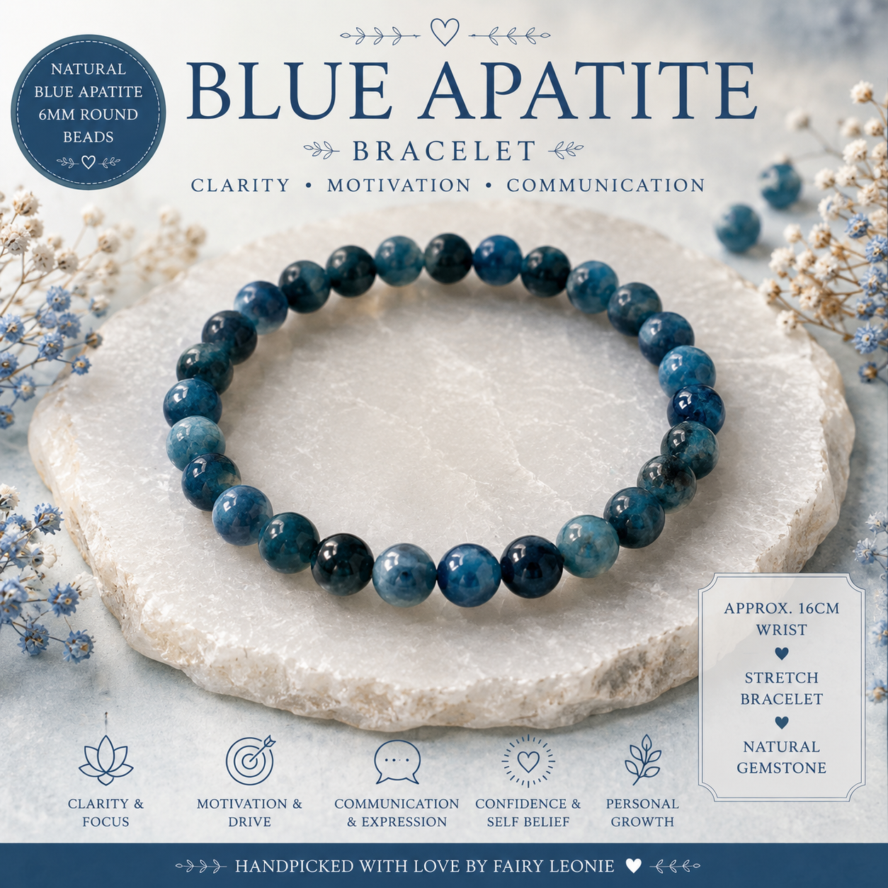 Blue Apatite Bracelet – Clarity • Motivation • Communication