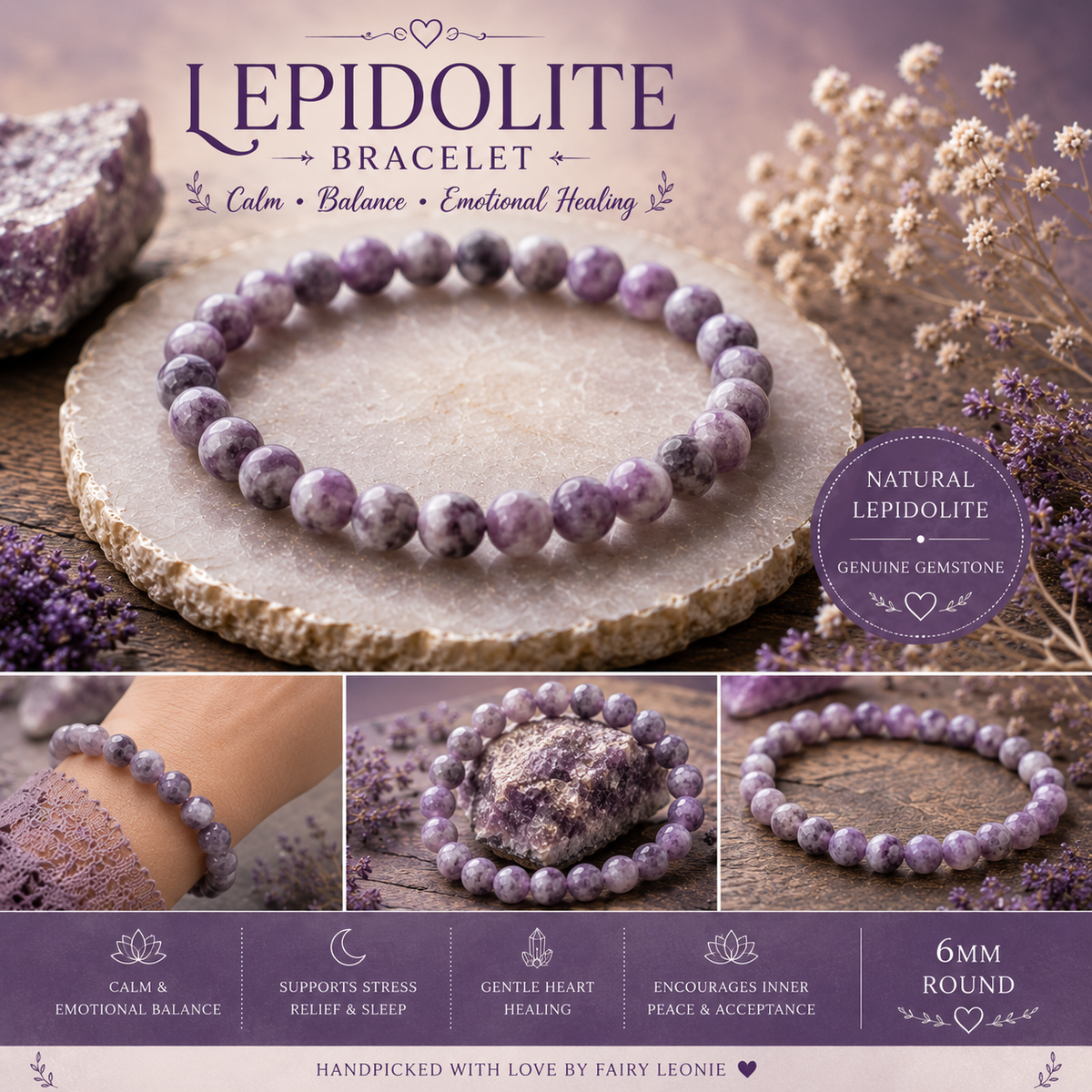 Lepidolite Bracelet – Calm • Transition • Emotional Balance