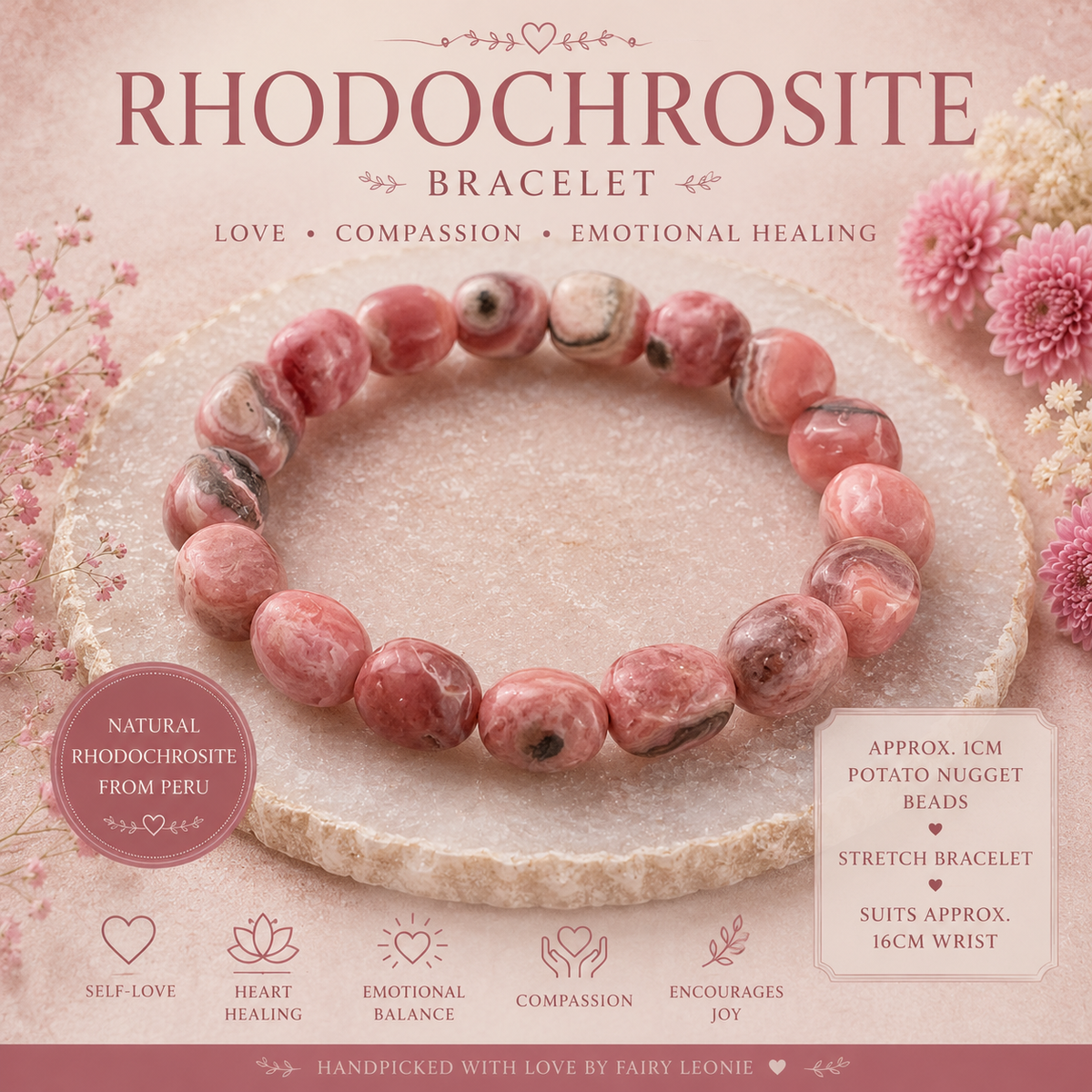 Rhodochrosite Bracelet – Love • Compassion • Emotional Healing