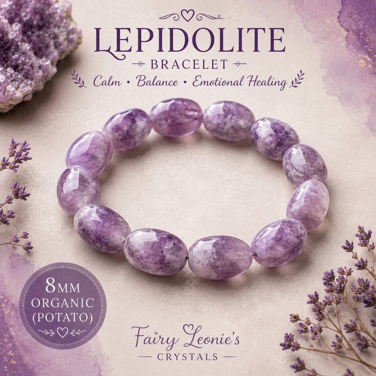 Lepidolite Bracelet – Calm • Transition • Emotional Balance