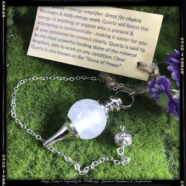 Crystals for Healing , Wellbeing & Divination. CLEAR QUARTZ PENDULUM