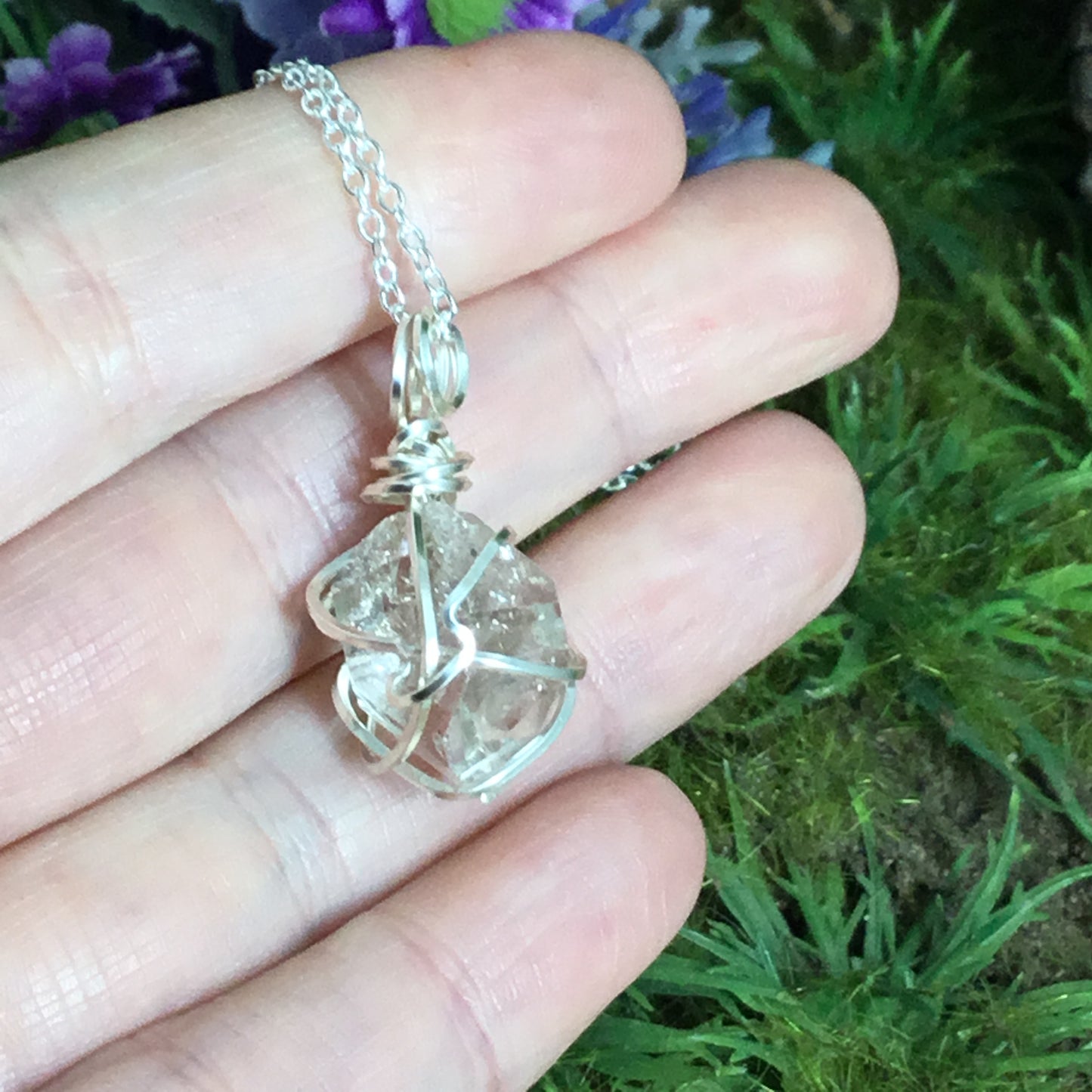 Wearable Energy PETROLEUM QUARTZ Wire Wrapped Pendant #1