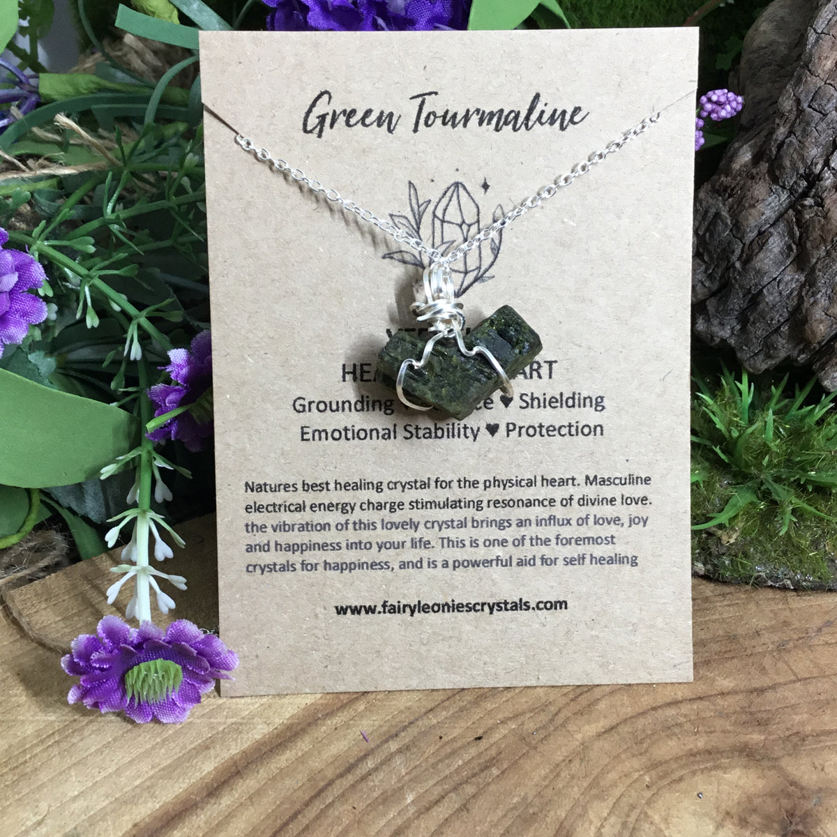 Wearable Energy GREEN TOURMALINE Wire Wrapped Pendant #2