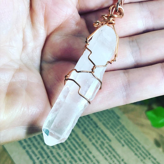 Clear Quartz hand wrapped  pendulum. Divination - Energy Work Tool