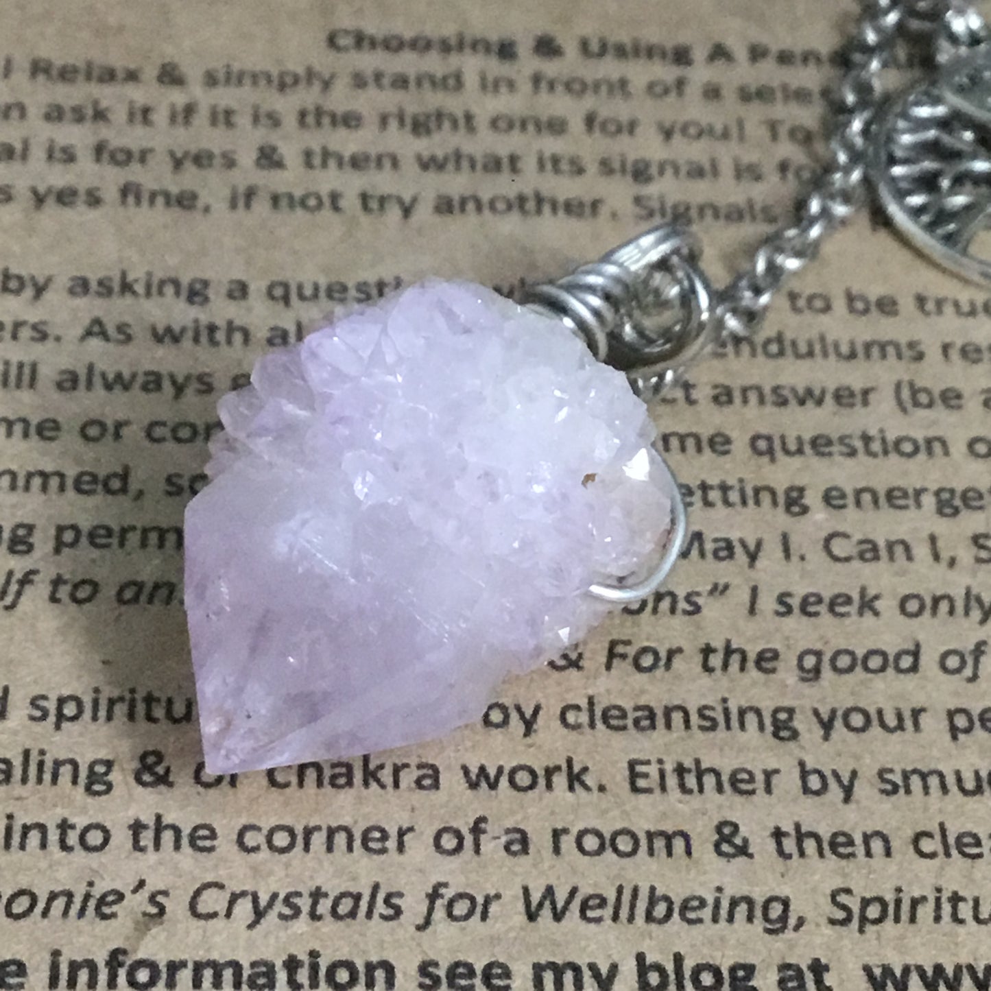 PENDULUM FOR DIVINATION & DE-CLUTTERING - Amethyst Spirit Quartz. Energy Work Tool