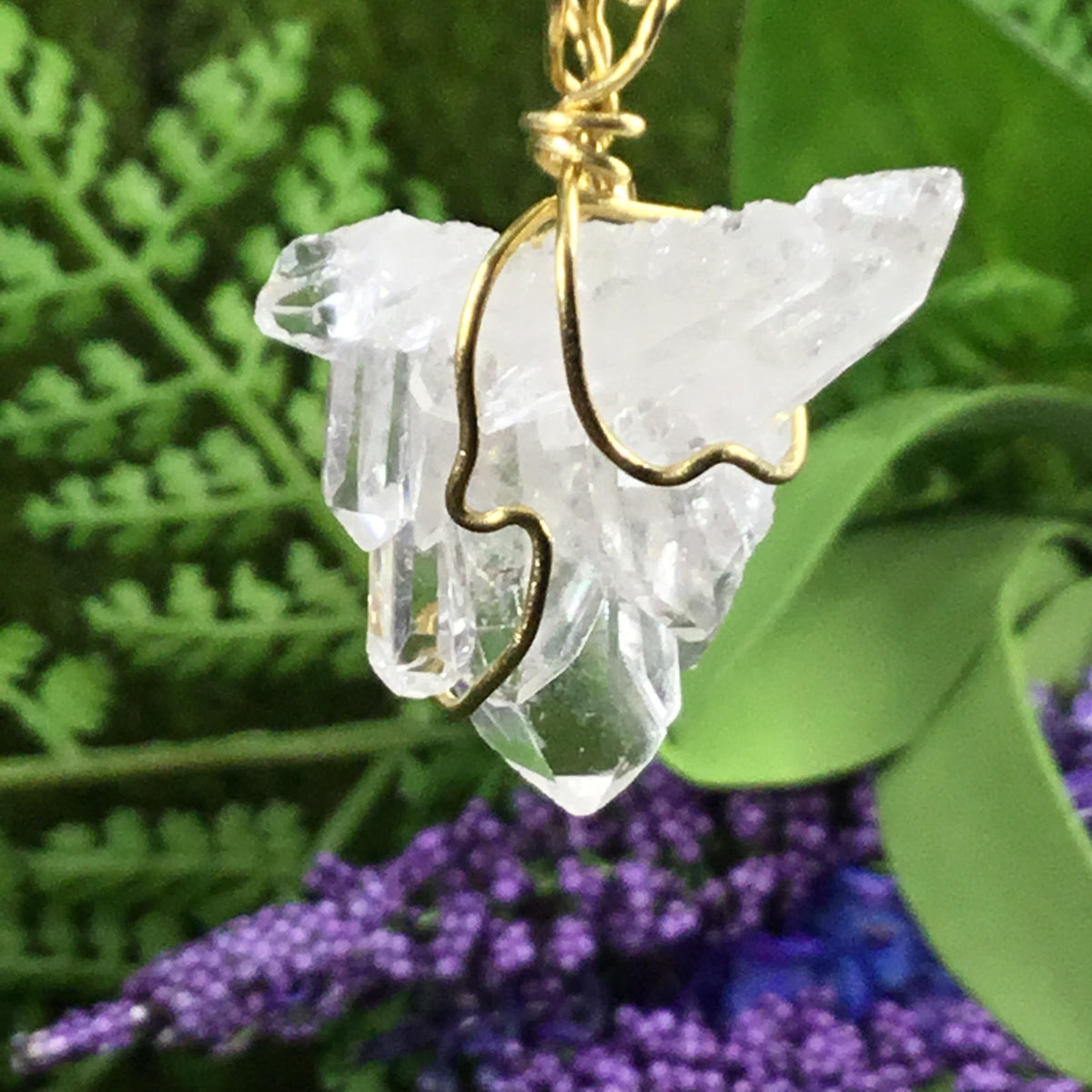 WEARABLE ENERGY- Wire Wrapped Australian Clear Quartz Cathedral Cluster pendant necklace
