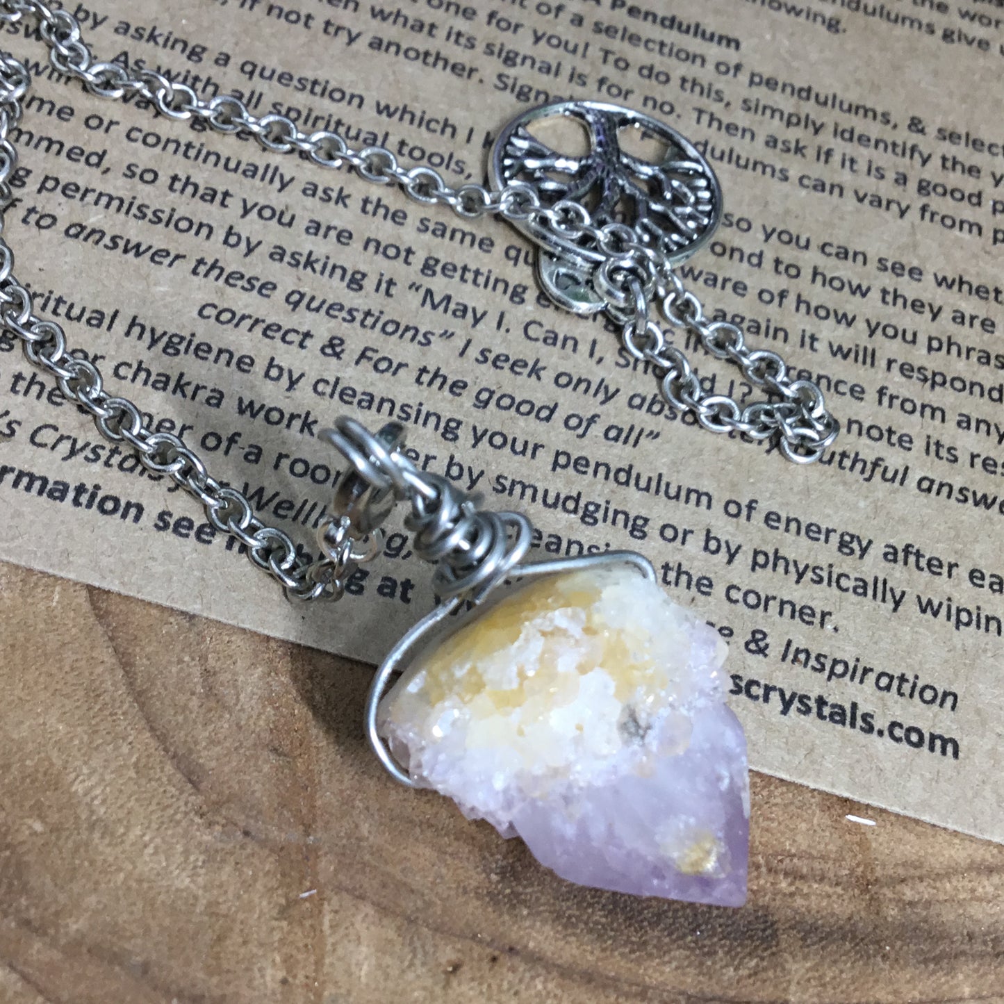 PENDULUM FOR DIVINATION & DE-CLUTTERING - Amethyst Spirit Quartz. Energy Work Tool