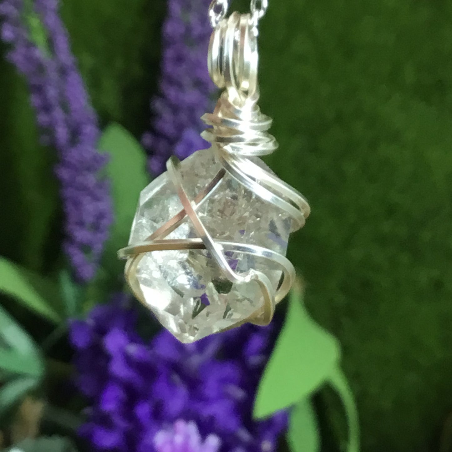 Wearable Energy PETROLEUM QUARTZ Wire Wrapped Pendant #1