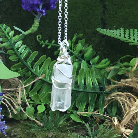 Clear quartz natural twin wire wrapped Quartz pendant