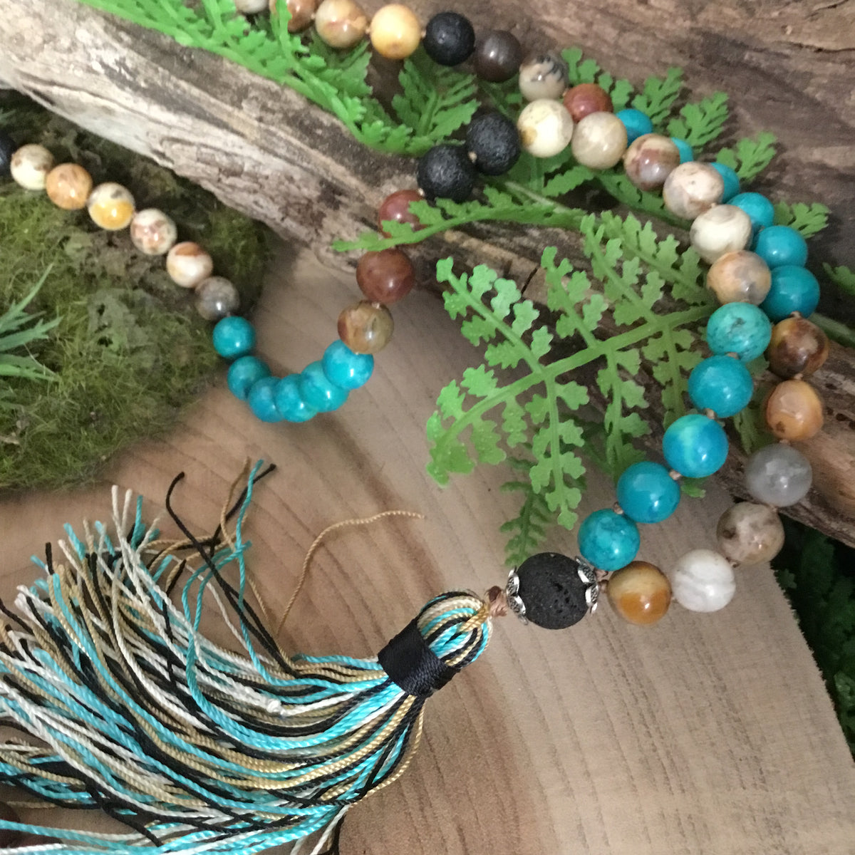 Courage & nurture crystal mala bead wearable energy necklace