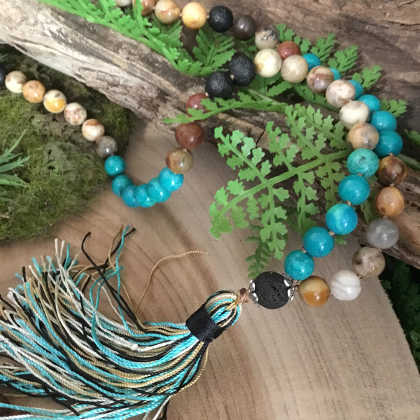 Courage & nurture crystal mala bead wearable energy necklace