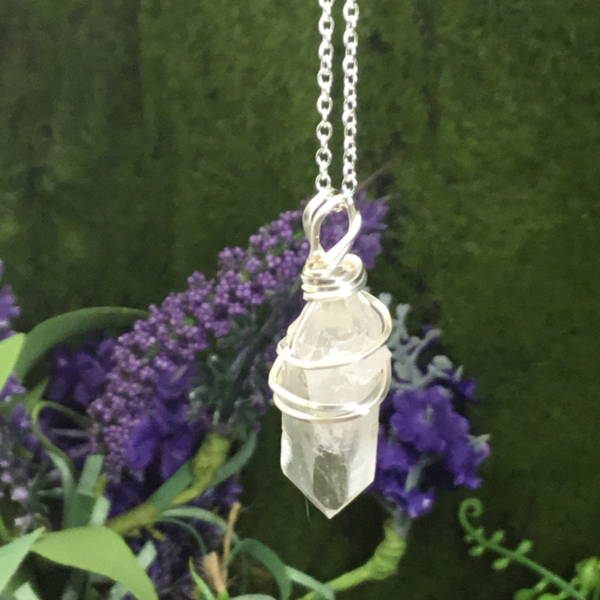 Clear quartz double terminated Quartz pendant