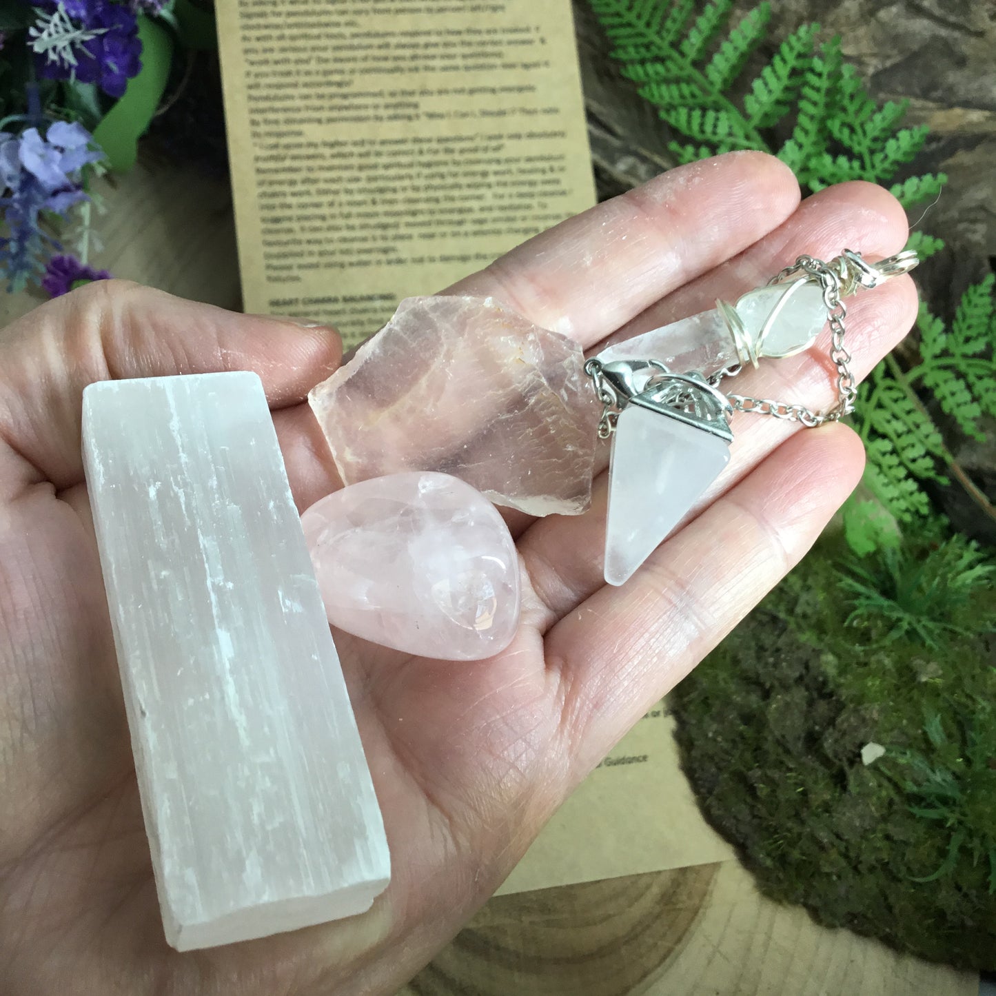 Rose Quartz Pendulum Heart Rebalancing Kit. Divination- Energy Work Tool