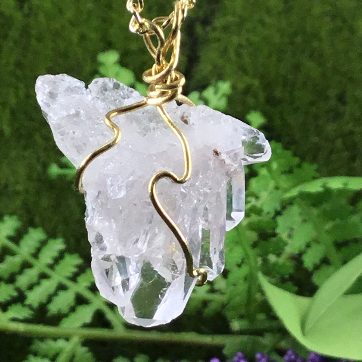 WEARABLE ENERGY- Wire Wrapped Australian Clear Quartz Cathedral Cluster pendant necklace