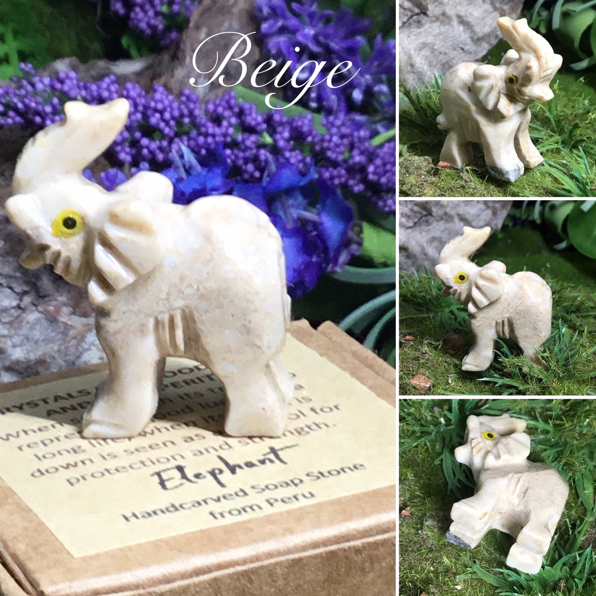 CRYSTALS FOR ABUNDANCE AND PROSPERITY. Hand carved  Elephant
