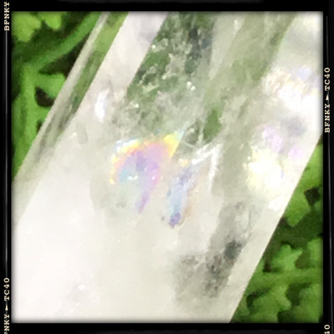 clear quartz generator rainbow close up