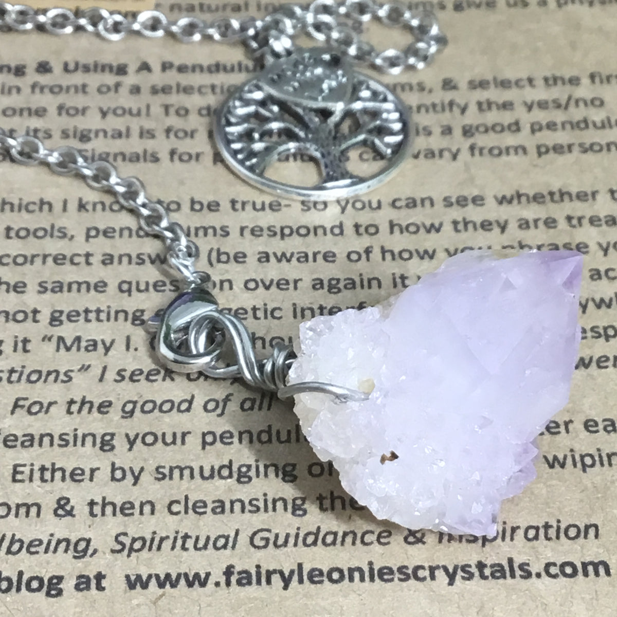 PENDULUM FOR DIVINATION & DE-CLUTTERING - Amethyst Spirit Quartz. Energy Work Tool