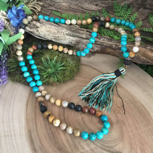 Courage & nurture crystal mala bead wearable energy necklace