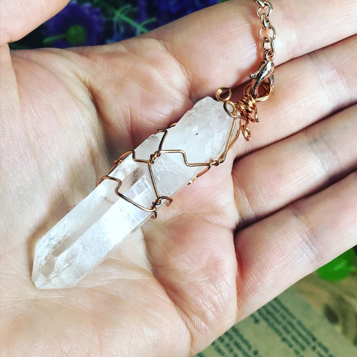 Clear Quartz hand wrapped  pendulum. Divination - Energy Work Tool