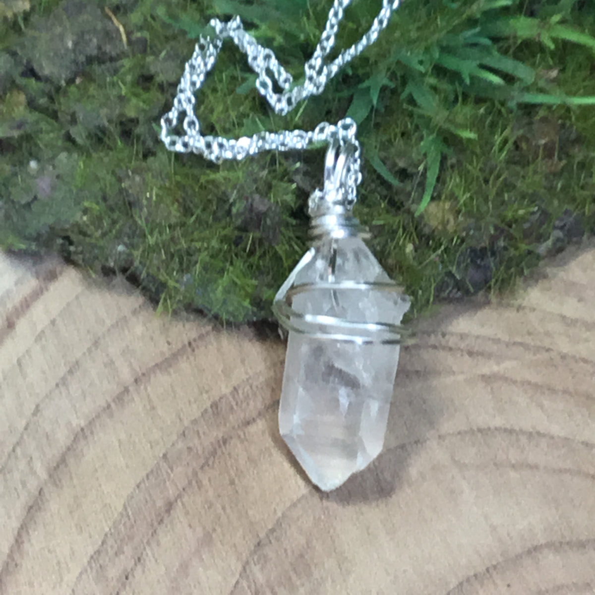 Clear quartz double terminated Quartz pendant