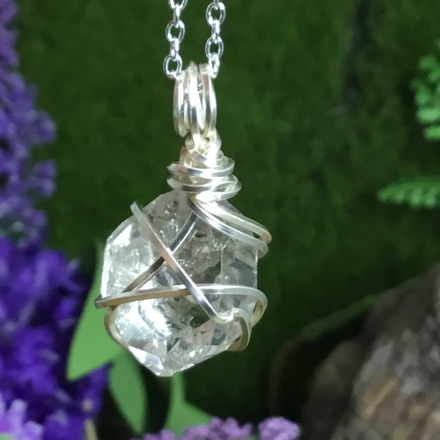 Wearable Energy PETROLEUM QUARTZ Wire Wrapped Pendant #1