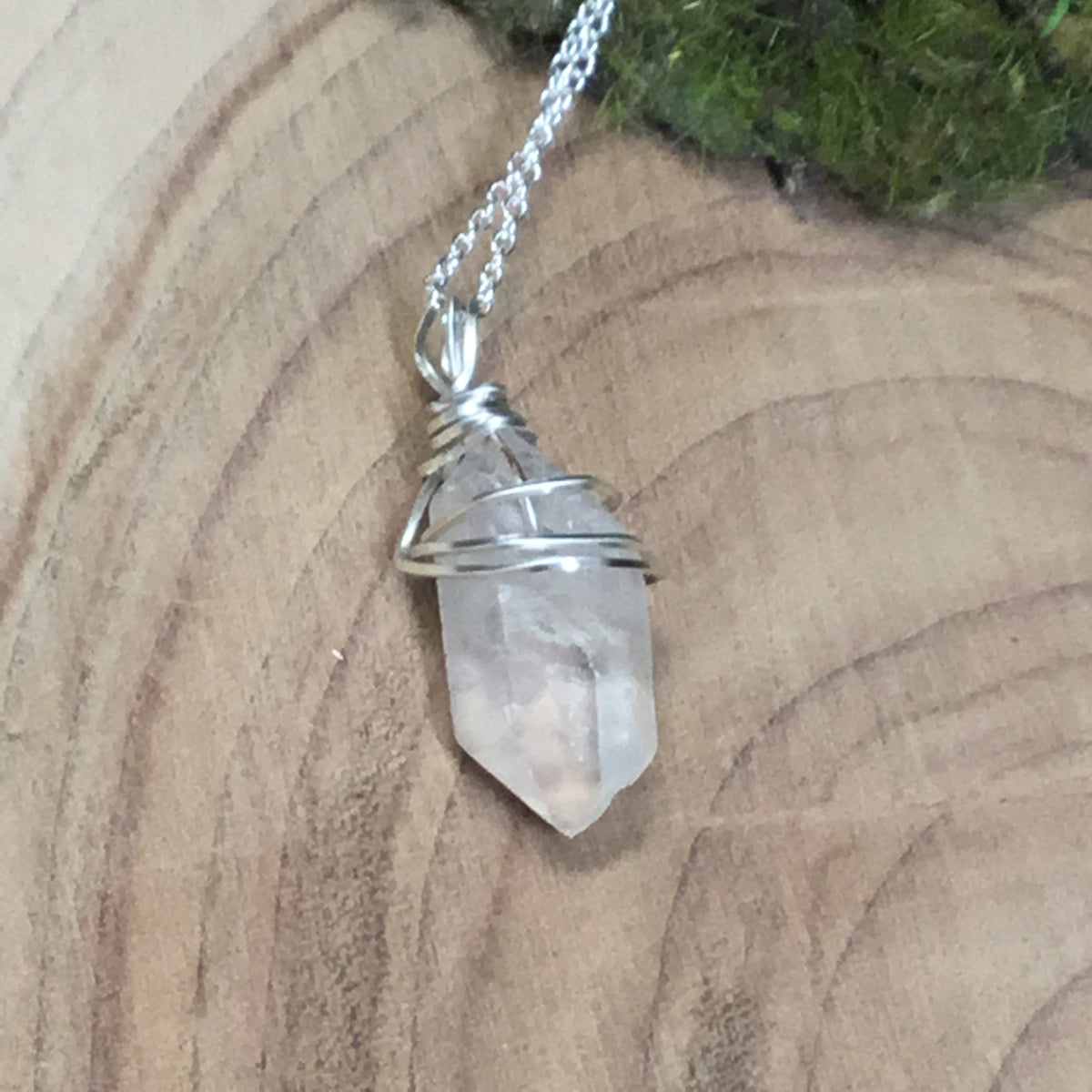 Clear quartz double terminated Quartz pendant