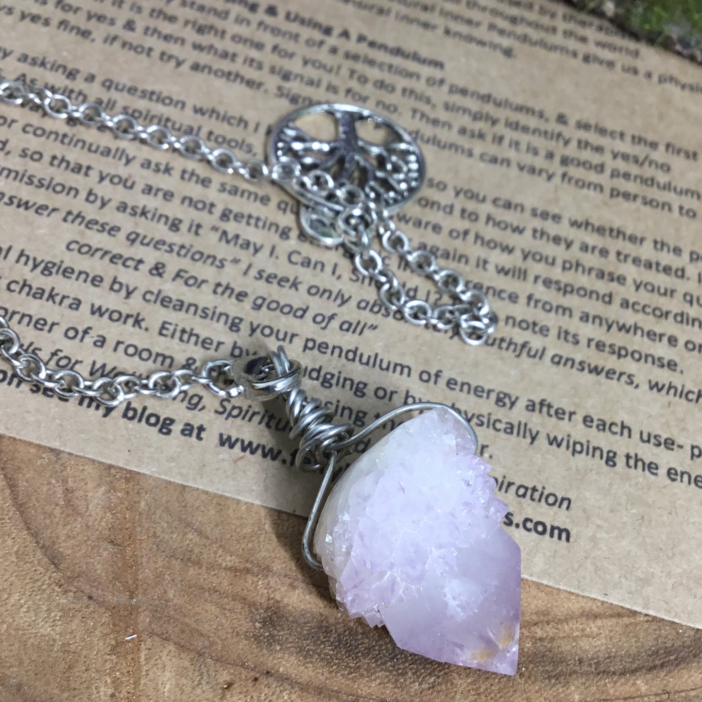 PENDULUM FOR DIVINATION & DE-CLUTTERING - Amethyst Spirit Quartz. Energy Work Tool