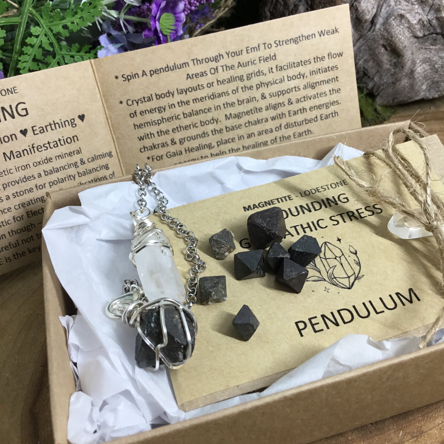 Octahedron Magnetite Pendulum - Aura cleaning & Geopathic Stress. Divination - Energy Work Tool