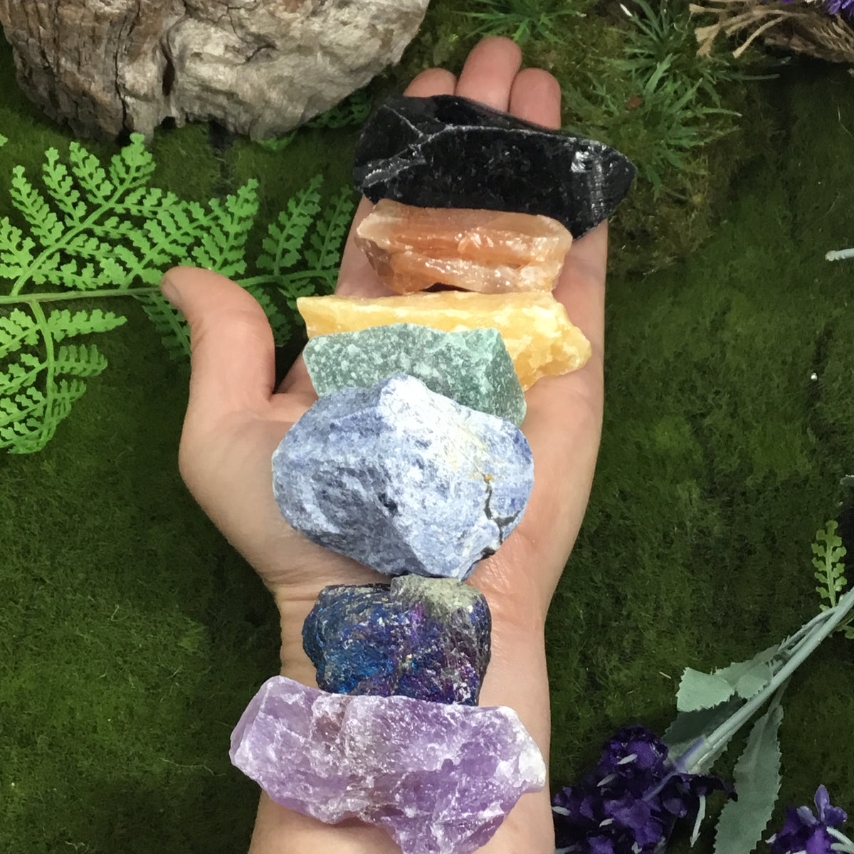 Crystals of Healing  Healers Complete LARGE RAW NATURAL Chakra Balance Crystal Set