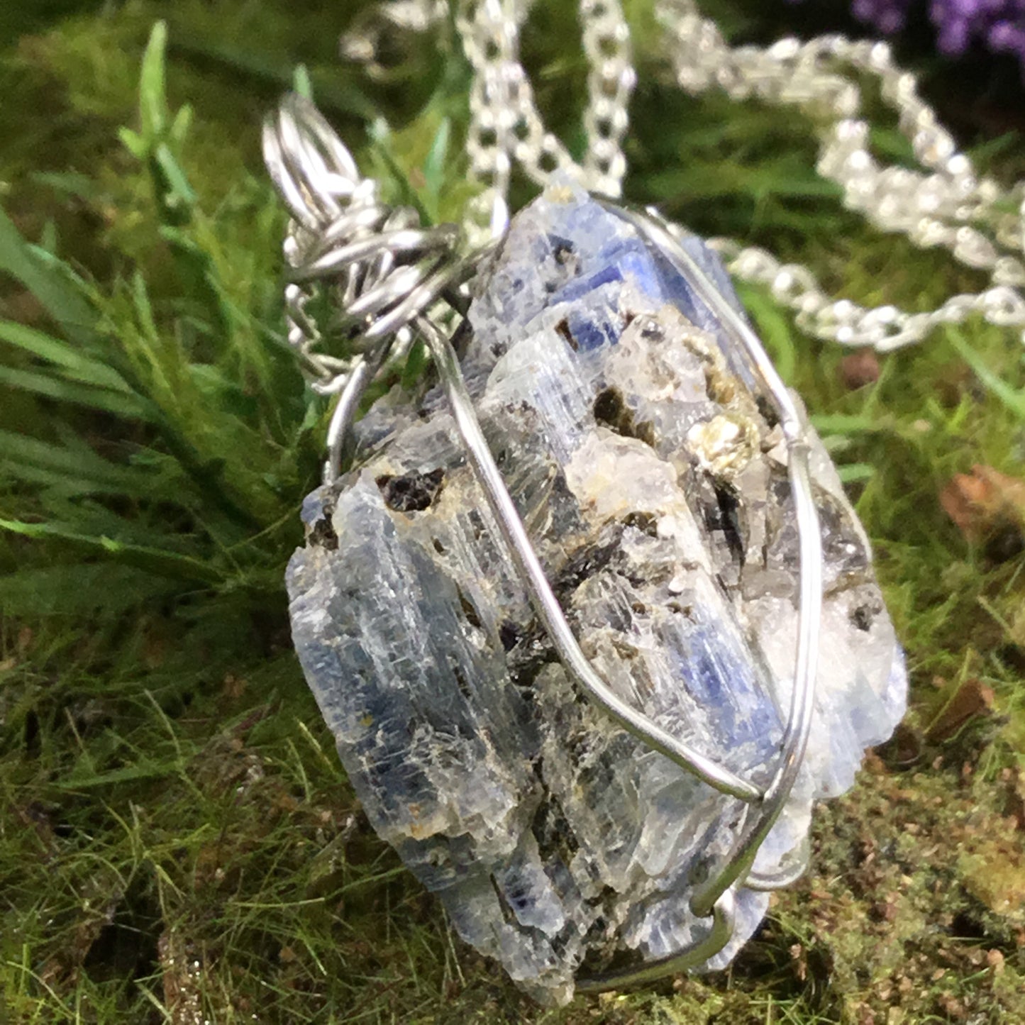 WEARABLE ENERGY- Natural Kyanite ‘alignment’ necklace pendant. Cleanse & Purify