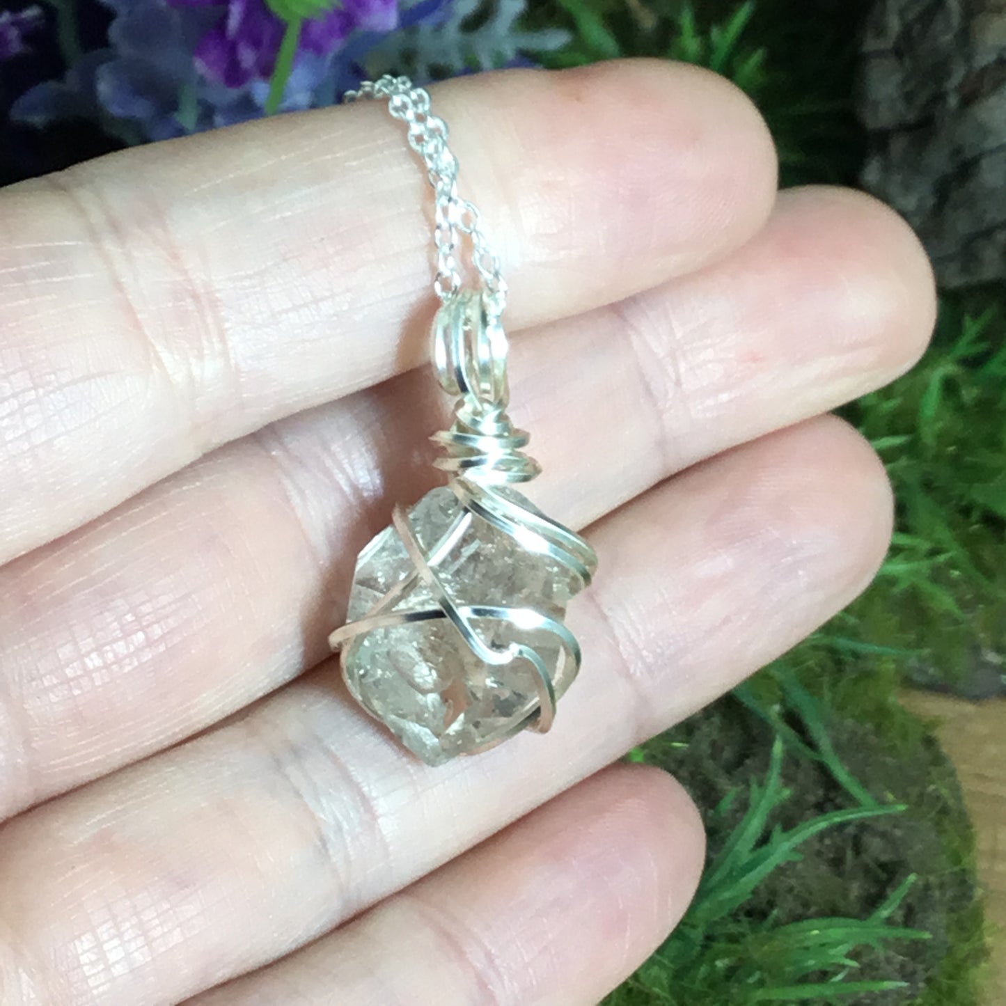 Wearable Energy PETROLEUM QUARTZ Wire Wrapped Pendant #1