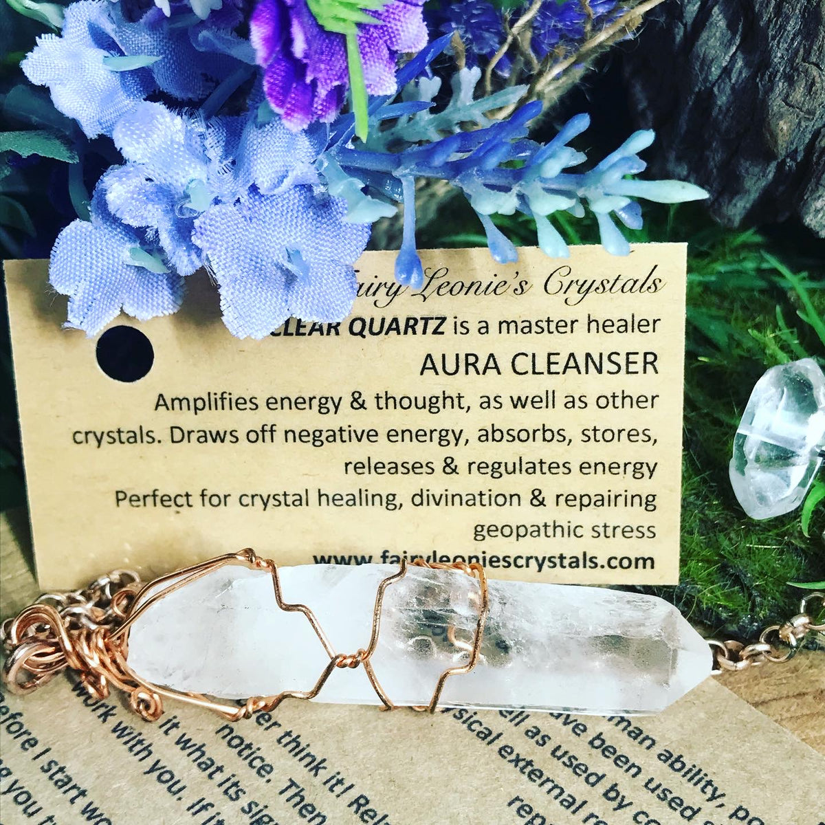 Clear Quartz hand wrapped  pendulum. Divination - Energy Work Tool