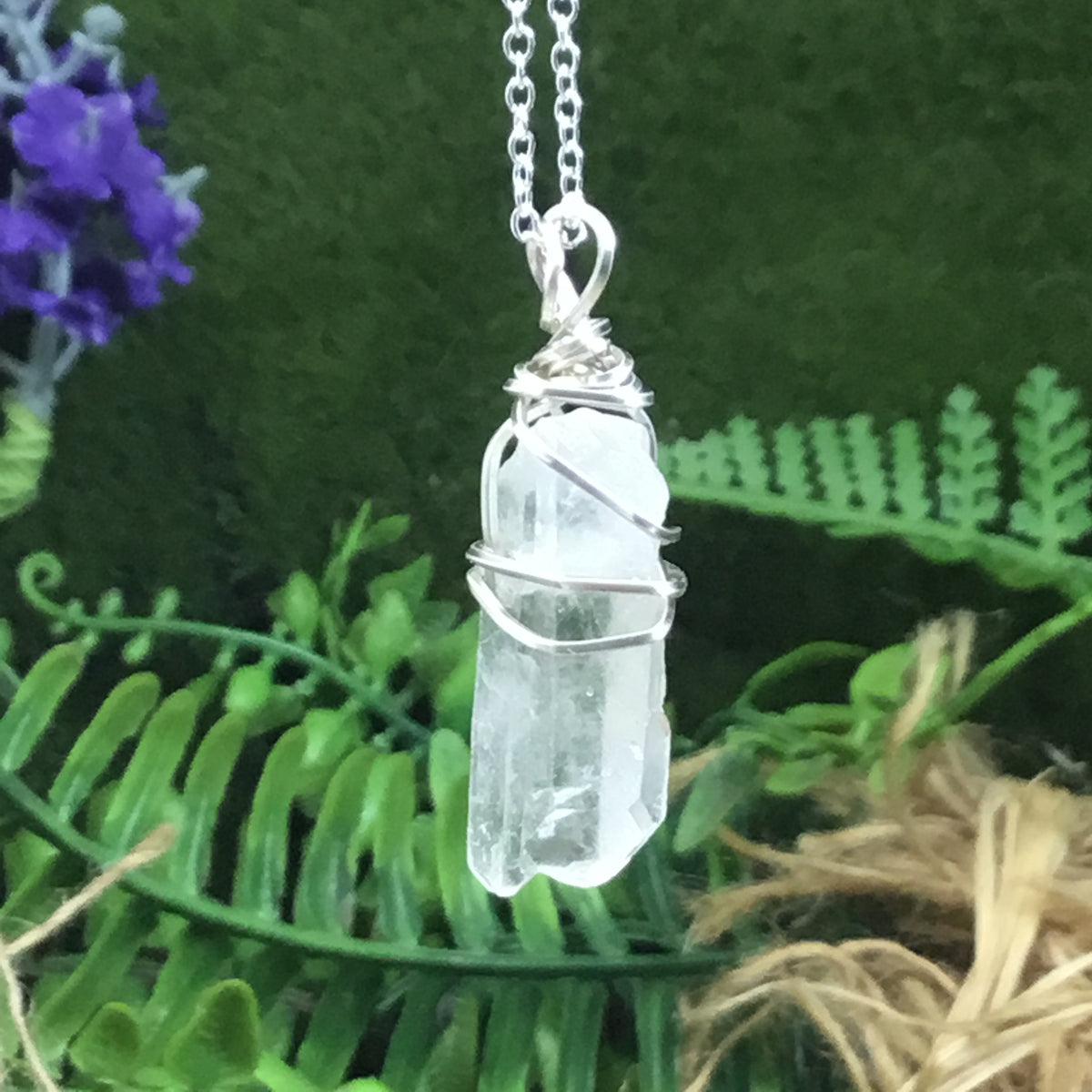 Clear quartz natural twin wire wrapped Quartz pendant