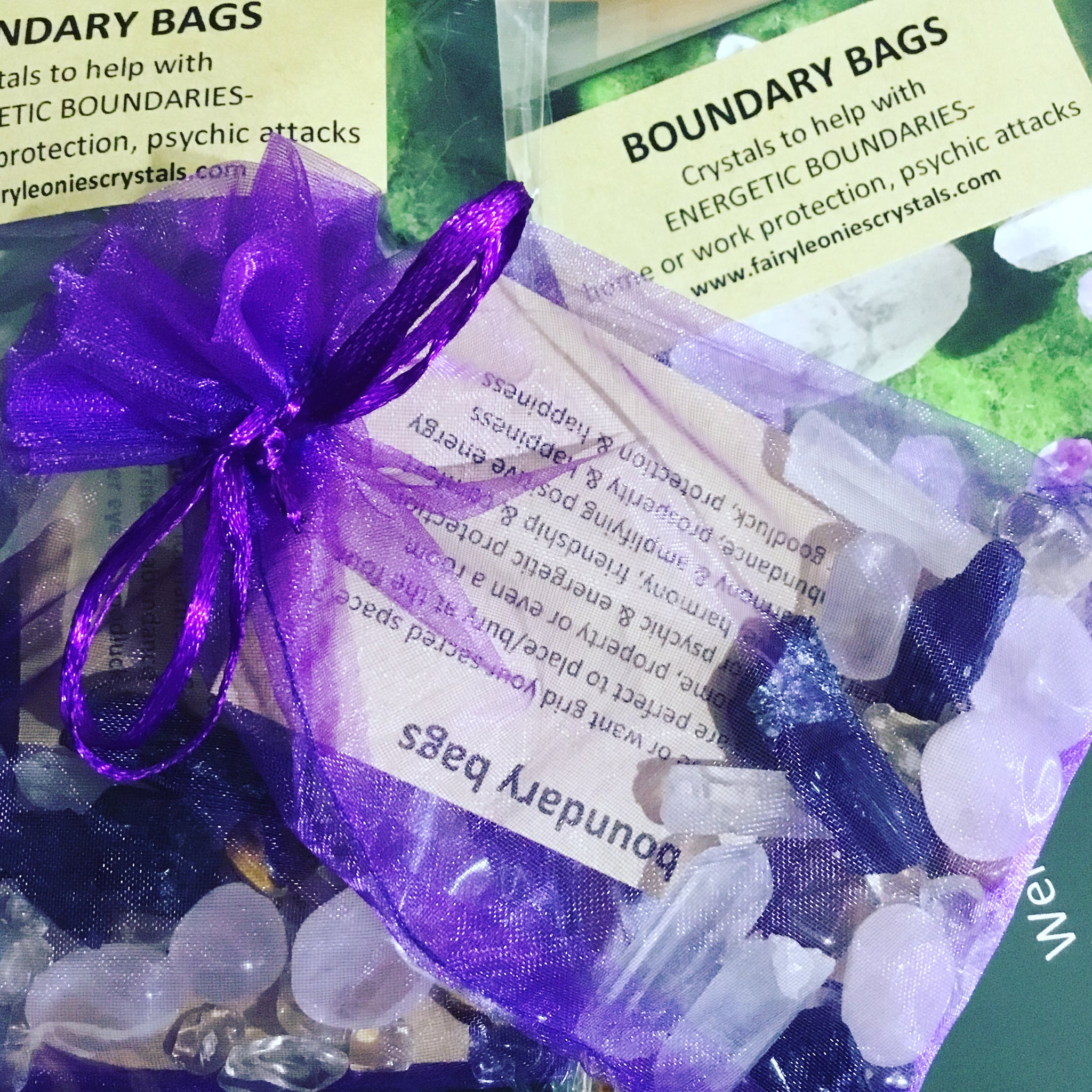 Mini crystal “boundary bags”