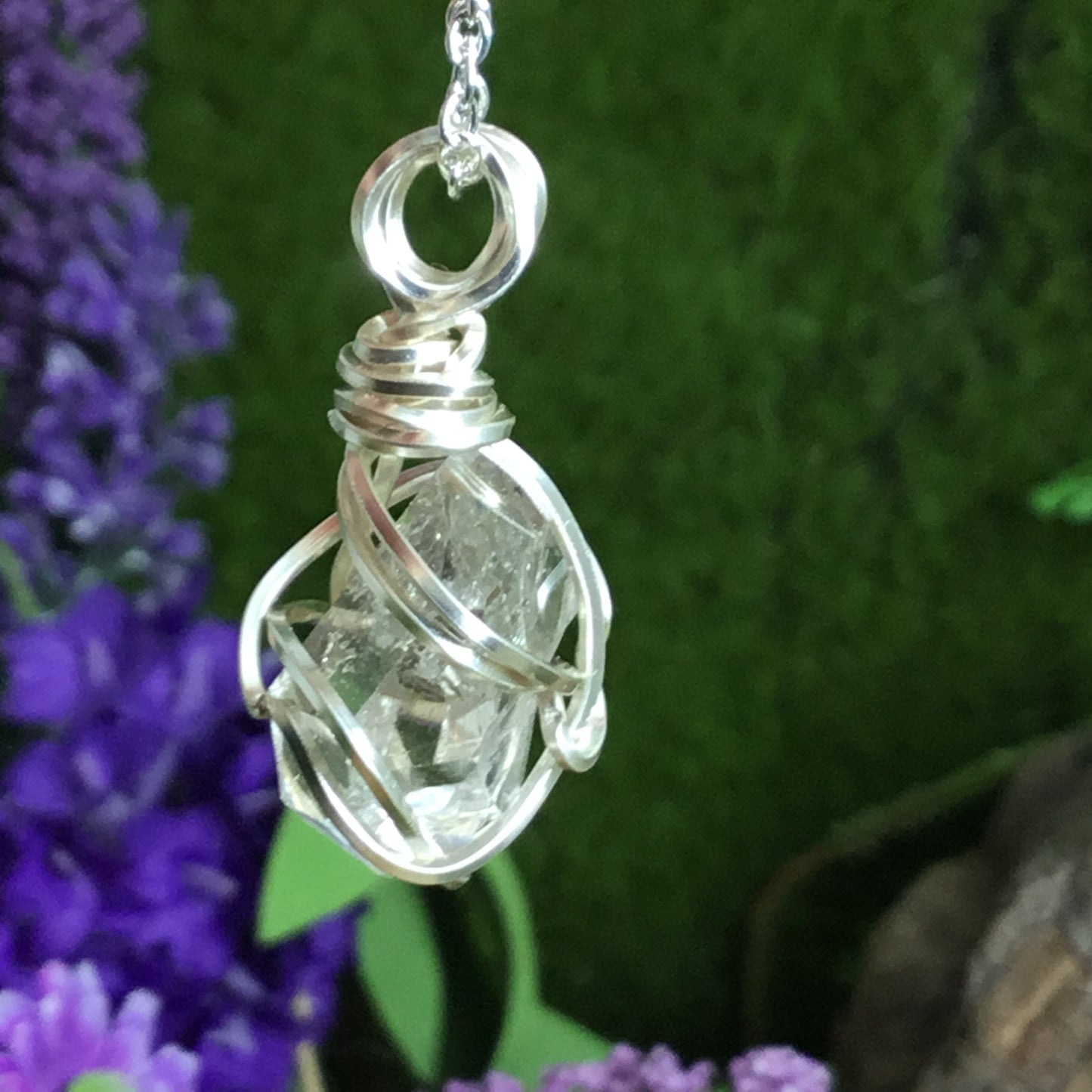 Wearable Energy PETROLEUM QUARTZ Wire Wrapped Pendant #1