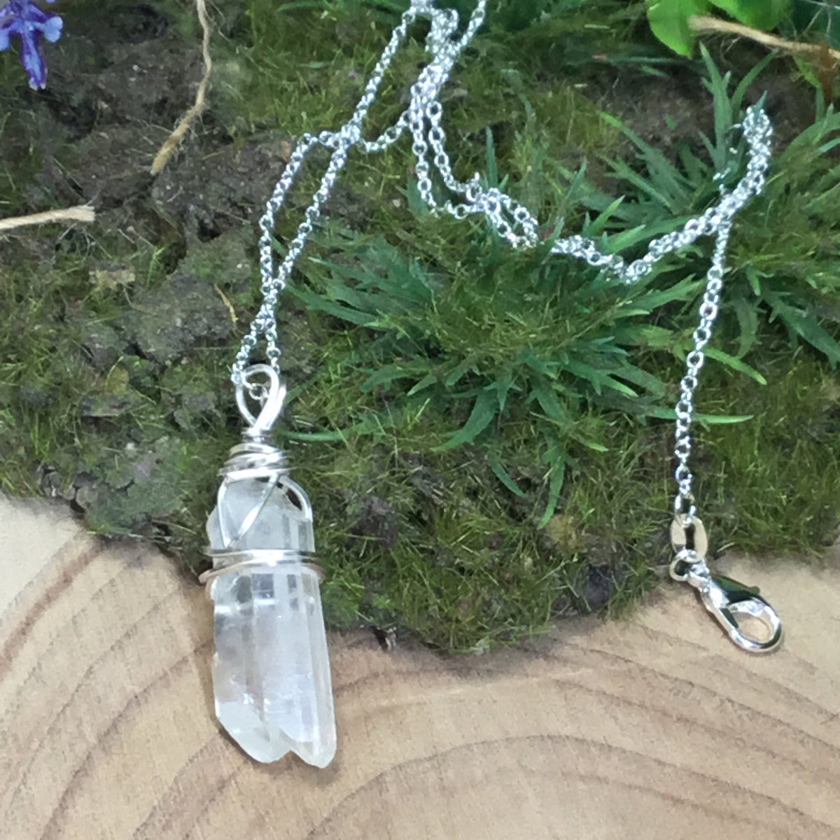 Clear quartz natural twin wire wrapped Quartz pendant