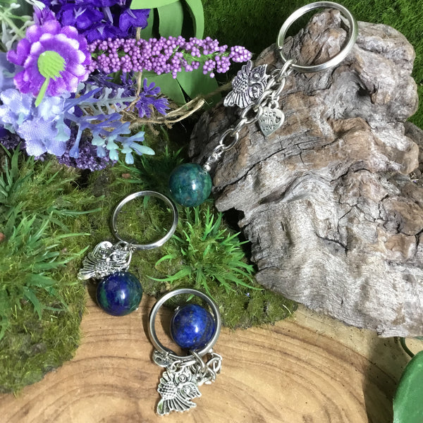 Safe Travel Malachite/Lapis Lazuli keyring charm