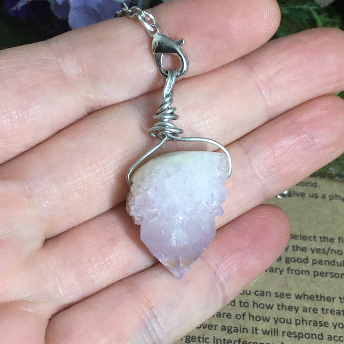 PENDULUM FOR DIVINATION & DE-CLUTTERING - Amethyst Spirit Quartz. Energy Work Tool