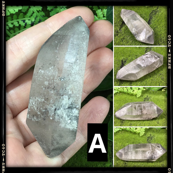 natural double terminated healimg shamanic point quartz wands choice A multiple pictures