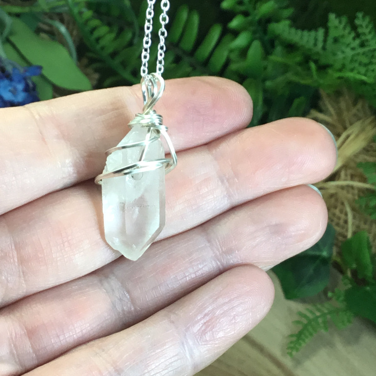 Clear quartz double terminated Quartz pendant