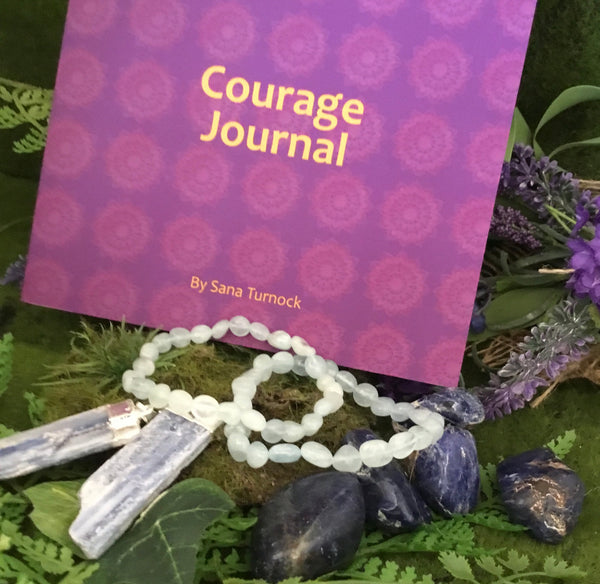COURAGE UNRAVELED Journal and Crystal Gift Set - Crystals for Confidence & Courage