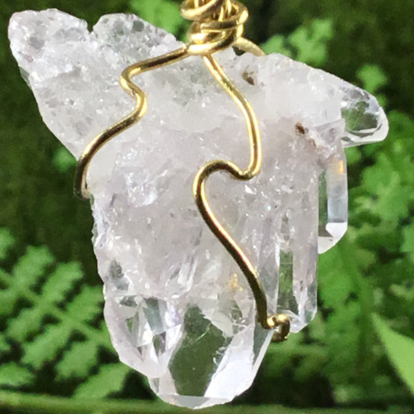 WEARABLE ENERGY- Wire Wrapped Australian Clear Quartz Cathedral Cluster pendant necklace