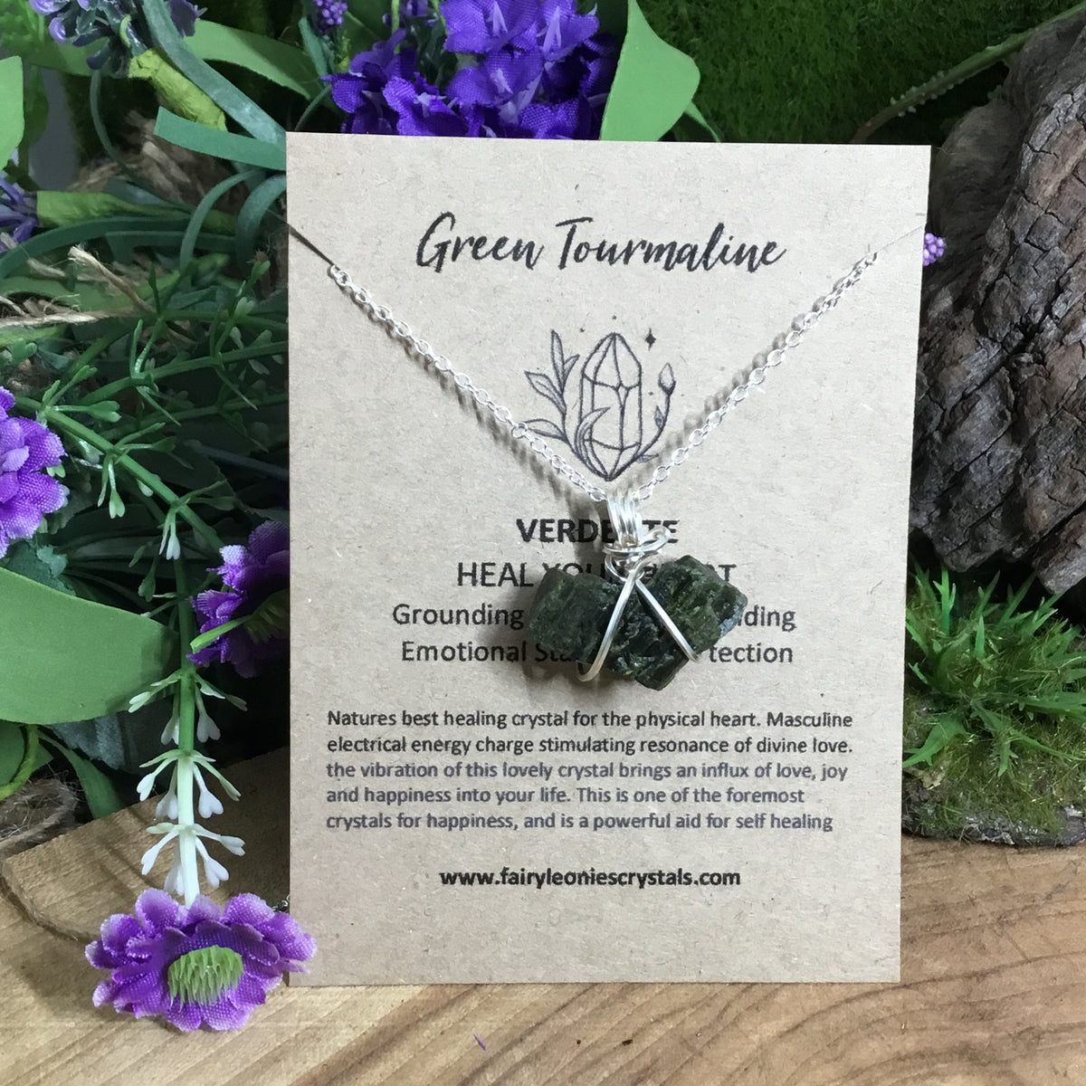 Wearable Energy GREEN TOURMALINE Wire Wrapped Pendant #2