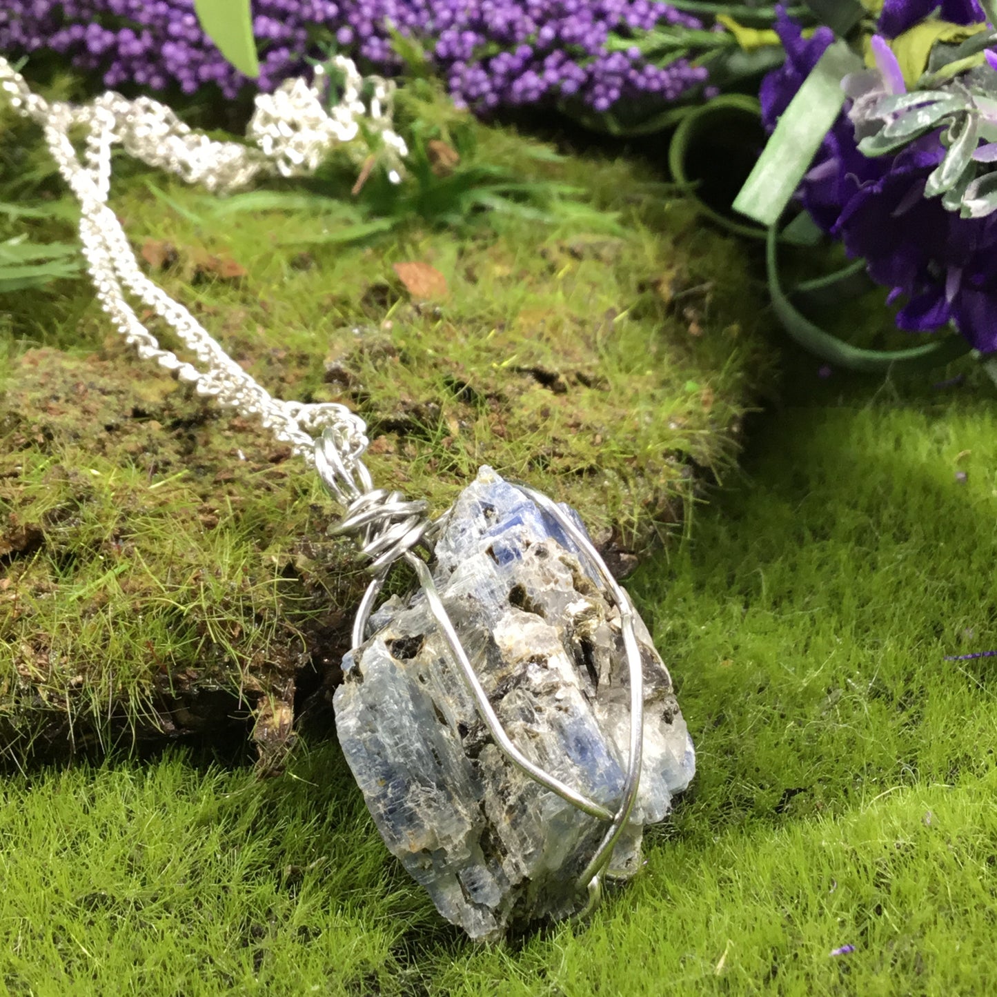 WEARABLE ENERGY- Natural Kyanite ‘alignment’ necklace pendant. Cleanse & Purify